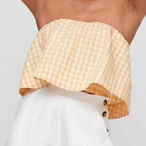 Aritzia B&W Gingham Bandeau Top
